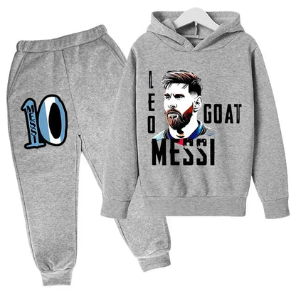 Spring Autumn Children's Hoodie Set Messi Avatar Printed Sportswear Hoodie Pants Suit 2-piece Set Boy Girl Kid Clothes Tracksuit