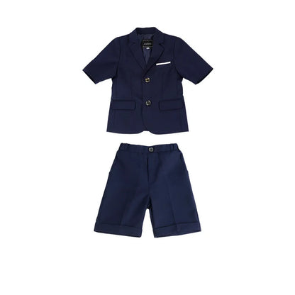 Boys Summer Solid Short Sleeve Suit Jacket Short Formal Dress Kids Wedding Blazer Child Photography Suit Toddler Tuxedo Costume