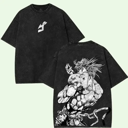 Anime JoJo's Bizarre Adventure Dio Print Tshirt Men Short Sleeve Clothing Washed Cotton Tee Retro Manga T Shirt Harajuku T-shirt