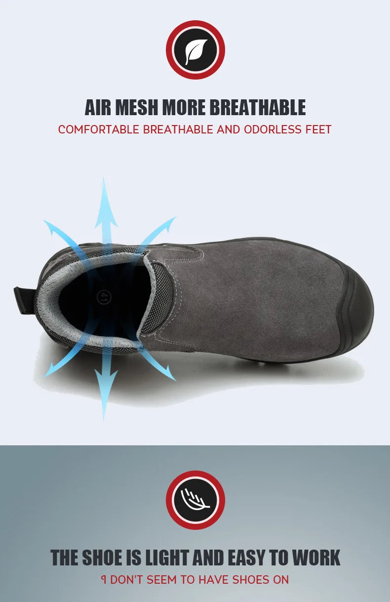 Anti-smash Anti-stab Safety Shoes for Men Construction Welding Work Shoes Wear-resistant Indestructible Shoes Outdoor Work Shoes