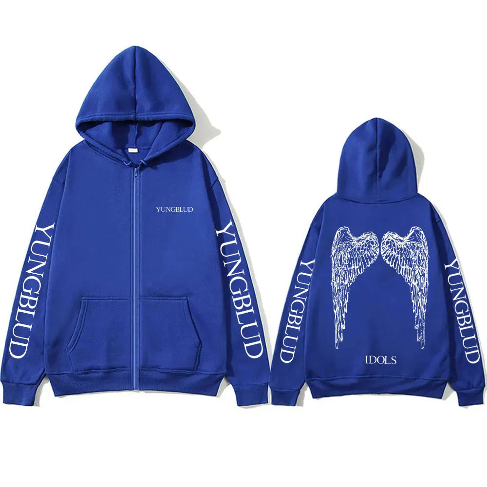 Yungblud IDOLS Wings Album Tour 2025 Zipper Hoodie Male Oversized Zip Up Jacket Men Women Clothing Hip Hop Hoodies Streetwear