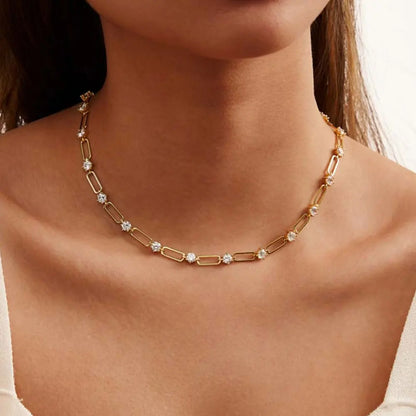 D VVS1 Moissanite Tennis Necklace s925 Sterling Silver Plated 18k Yellow Gold GRA Certified 18inch Necklaces for Women