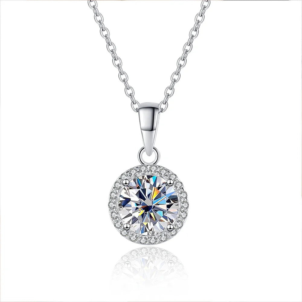 GRA Certified 1CT Moissanite Necklaces for Women 18k White Gold Jewelry Sterling Silver s925 Diamond Pendant Necklace
