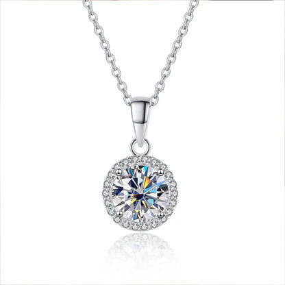 GRA Certified 1CT Moissanite Necklaces for Women 18k White Gold Jewelry Sterling Silver s925 Diamond Pendant Necklace