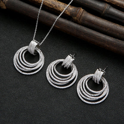 New Designer Luxury Twist Lines Geometry Cubic Zircon Engagement Dubai Naija Bridal Necklace Earring Jewelry Set D1396