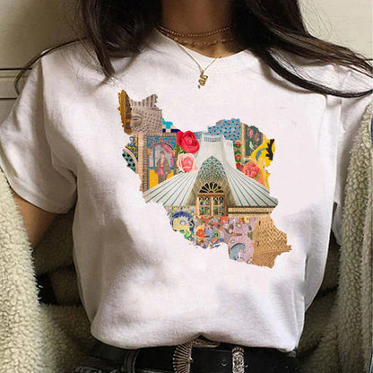 Iran tshirt women designer t shirt girl Japanese streetwear manga clothes