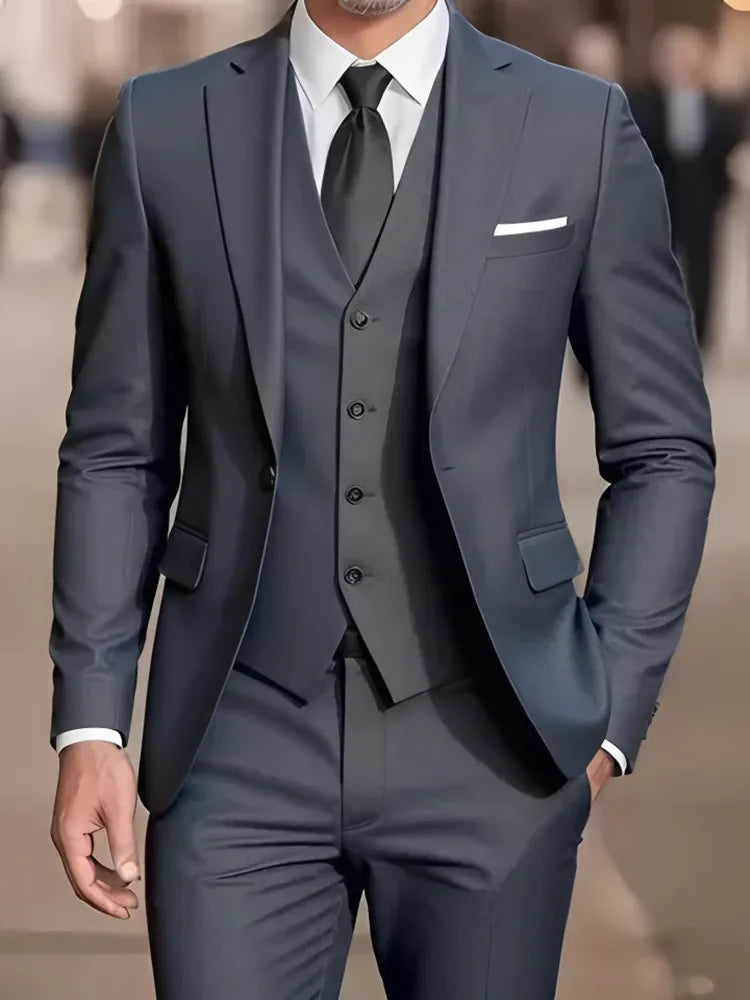 New Beige Suit Men Business Tuxedos Formal 3/2/1 Piece Dress Single Breasted Groom Groomsman Prom Wedding Party