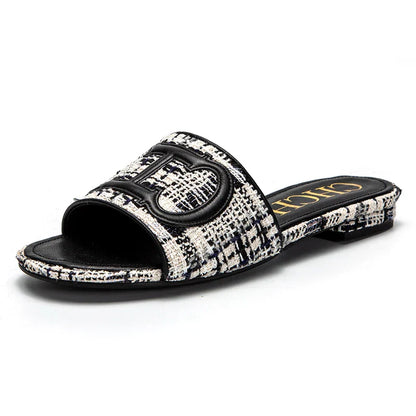 Women's Slippers New Fabric Fashion Flat Sandals Business Banquet Women's Shoes