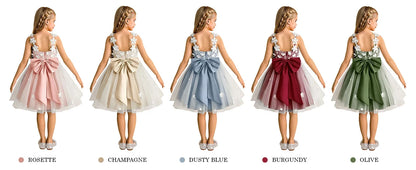 Snvdzo Princess Girls Lace Flower Girl Dress 3D Floral Sleeveless Tulle Princess Wedding Pageant Party Dresses 2026 with Big Bow
