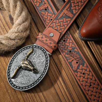 Vintage Meets Fashion! PU Alloy Buckle Belt, Suitable for Both Men and Women, to Create a Personalized Western Style