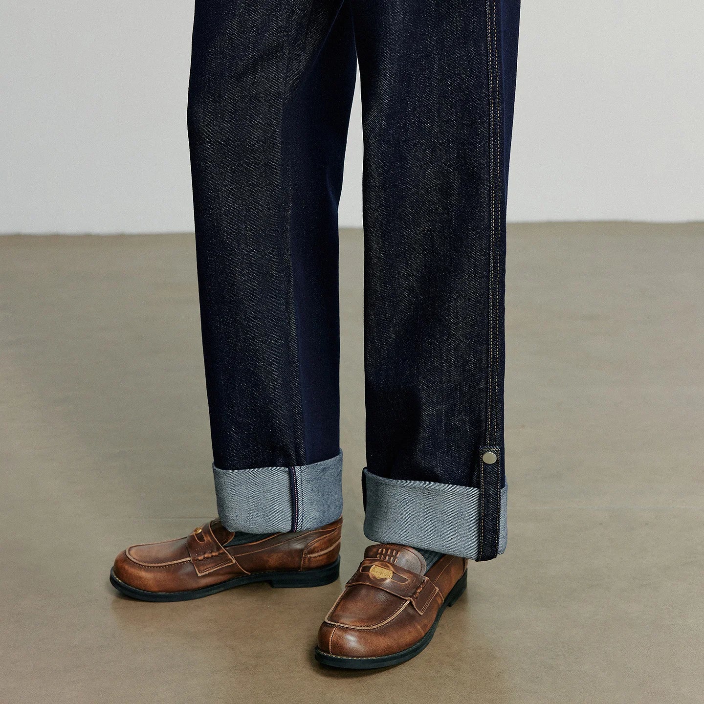 Women Denim Jeans 2025 Autumn New Lyocell Rolling Up Hem Elastic and Simple Straight Leg Ankle Length Pants