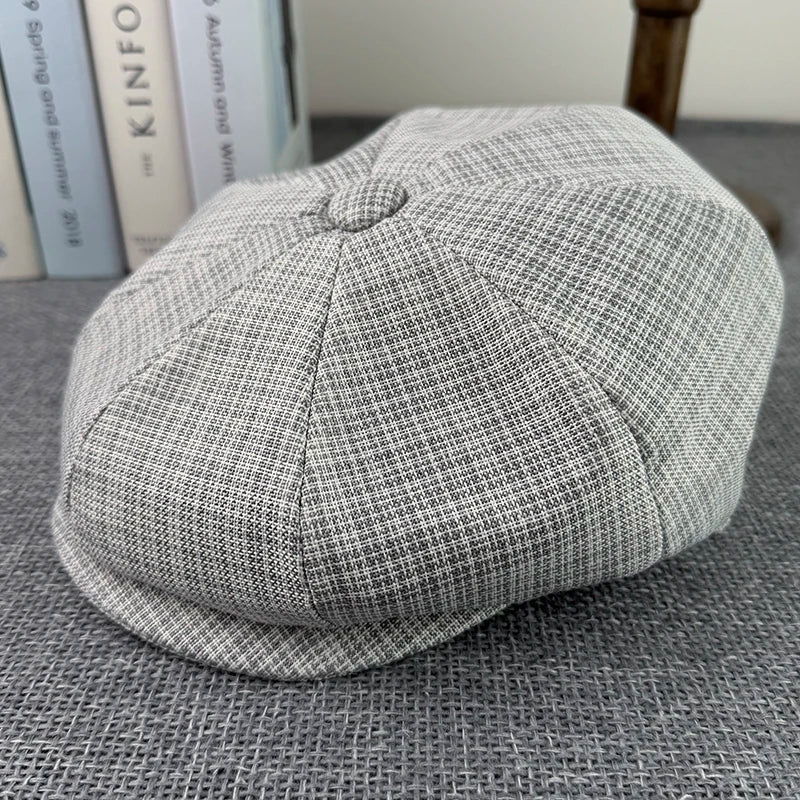Summer Flax Newsboy Caps Breathable Octagonal Hat Men Women Berets Thin Casual Painter Caps Hats for Men