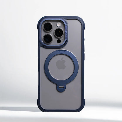 360° Magnetic Rotatable Holder Shockproof Case For iPhone 17 16 Pro Max 15 14 13 Transparent For MagSafe Wireless Charge Cover