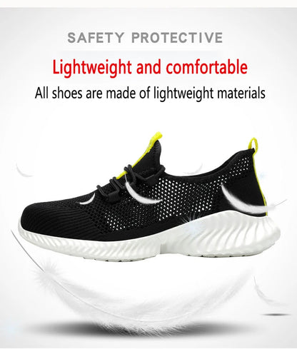 Work Boots Breathable Safety Shoes Men's Lightweight Summer Anti-Smashing Piercing Work Sandals Single Mesh Steel Toe Sneaker
