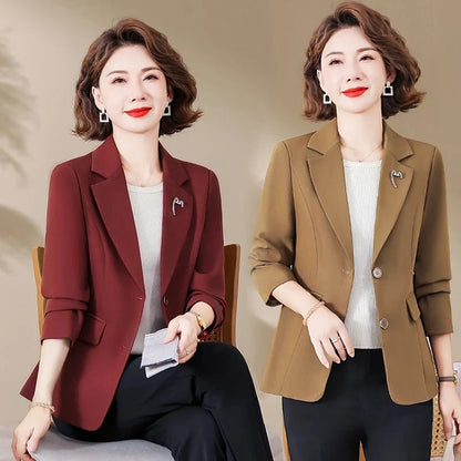 Fashion Ladies Blazer Short Women Blazer Autumn New Korean Office Lady Notched Collar Retro Chic Casual Solid Suit Jackets 2025