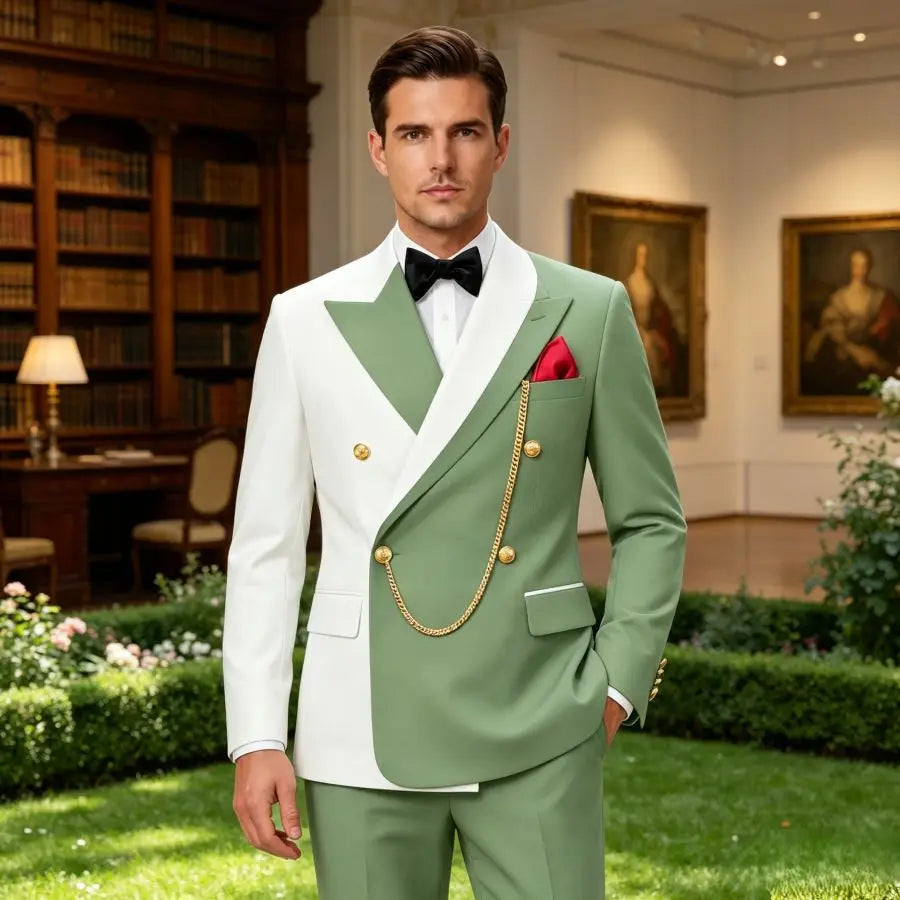 Double Breasted Wedding Suits for Men Asymmetrical Neck Slim Fit Groom Tuxedo 2 Pieces Custom Made Jacket Pants Formal Set