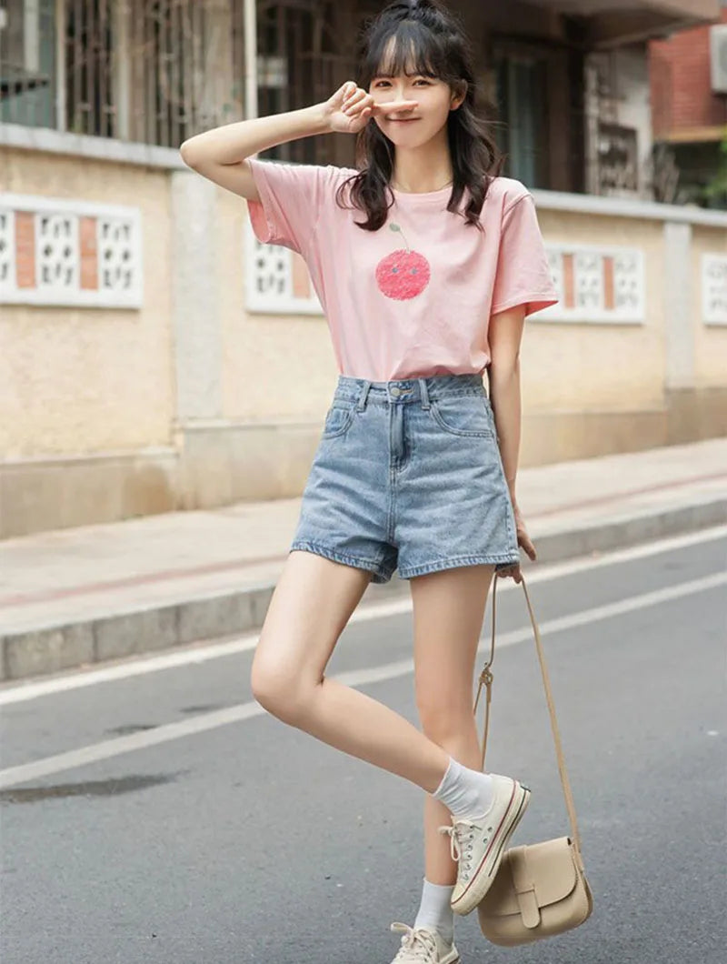 Lucyever Wide Leg Denim Shorts Women Casual High Waist Loose Straight Shorts Woman 2025 Spring Summer Classic Button Jean Shorts