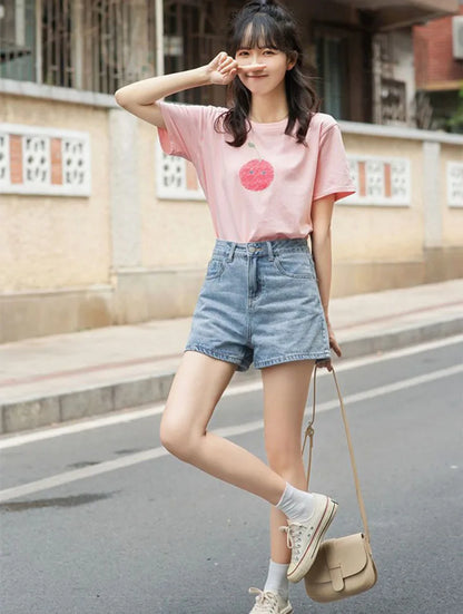 Lucyever Wide Leg Denim Shorts Women Casual High Waist Loose Straight Shorts Woman 2025 Spring Summer Classic Button Jean Shorts