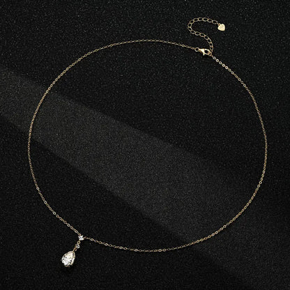 2CT Moissanite Waterdrop Pendant Necklaces 925 Sterling Silver Necklace Chain for Women Girl Wedding Fine Jewelry Gift