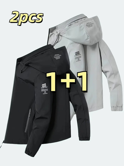 Windproof detachable hooded jacket Korean style trendy loose fashion casual men's jacket