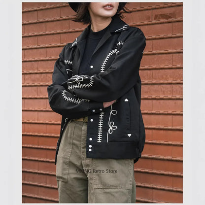 Non Stock Bolero Men's Rockabilly Jacket in Black Vintage-Inspired Western Embroidery Outerwear