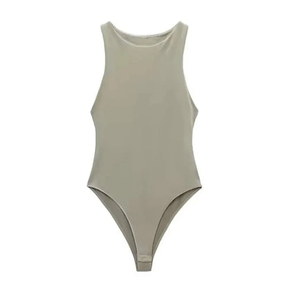 Women Fashion With Halter Neck Skinny Bodysuit Sexy Sleeveless Snap-button Female Playsuits Mujer