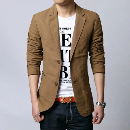 Plus Size M-6XL Fashion Men's Casual Slim Fit Blazer Spring Autumn Two Buttons Suits Jacket Men Outwear Masculine Blazer FS-119