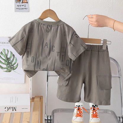 New Summer Baby Boys Clothes Suit Children Girls Letter Short Sleeved T-Shirt Shorts 2Pcs/Sets Infant Clothing Kids Tracksuits