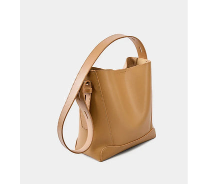 Ladies' Split Leather Bucket Shoulder Bags Female Commute Shopping Messenger Bags Adjustable Shoulder Strap Women Casual Handbag