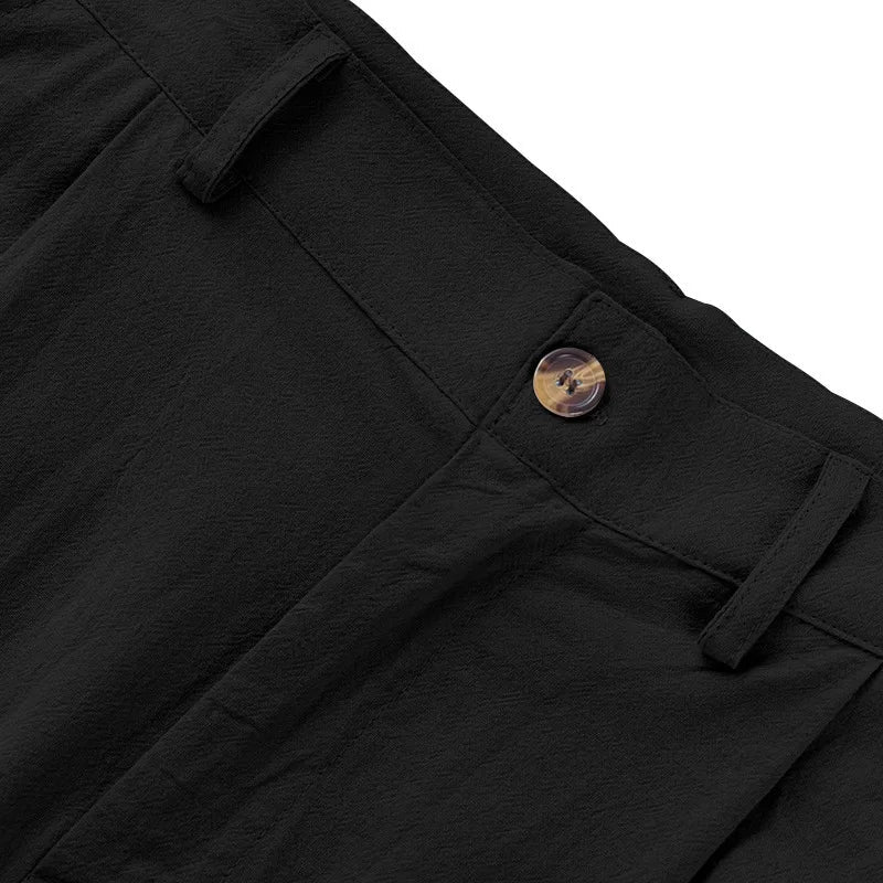 Amazon European and American Men's Linen Solid Color Casual Suit Pants New Fashion Beach Wide-Leg Trousers