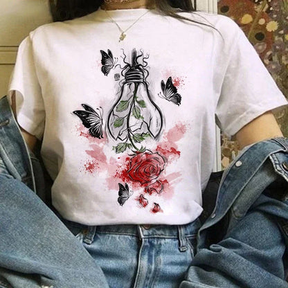 Japanese Anime T Shirts Women T-shirts Harajuku Ullzang T-shirt Cartoon Aesthetic Vintage Shirts for girls 90s Top Tees