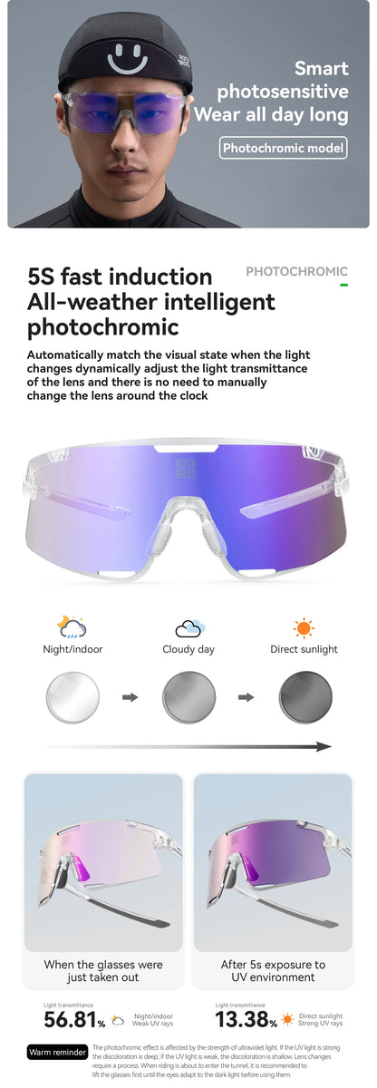 ROAD TO SKY Photochromic Cycling Glasses Bike Polarized Outdoor Sports Sunglasses MTB Eyewear UV400 Bicycle Goggles