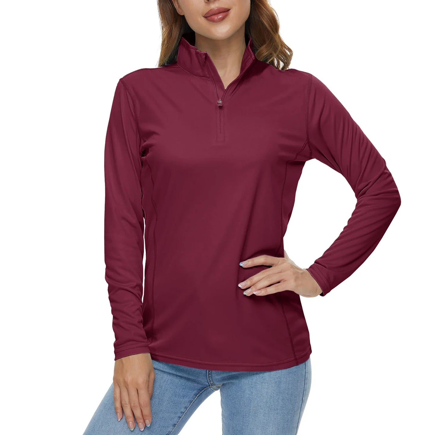 UPF50+ Quick Dry Long Sleeve Performance T-Shirts Womens Sun Protection Running Hiking Fishing Tee Shirts Tops Outdoor