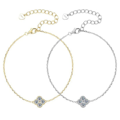 3mm Four Leaf Clover Moissanite Bracelet Necklace for Women D VVS 925 Sterling Silver Lab Diamond Hand Neck Chain Jewelry