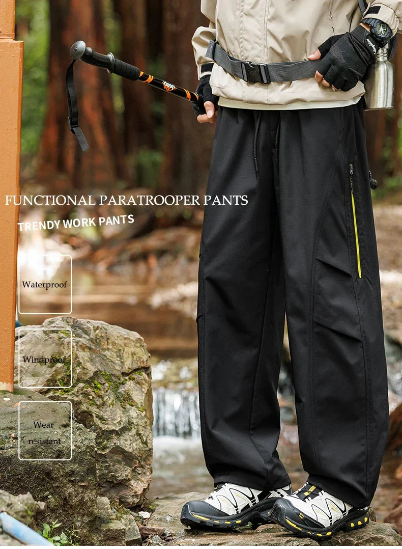 Outdoor Hiking Pants Male Waterproof Windproof Climbing Paratrooper Trousers Autumn Wear-Resistant Camping Cycling Cargo Pants