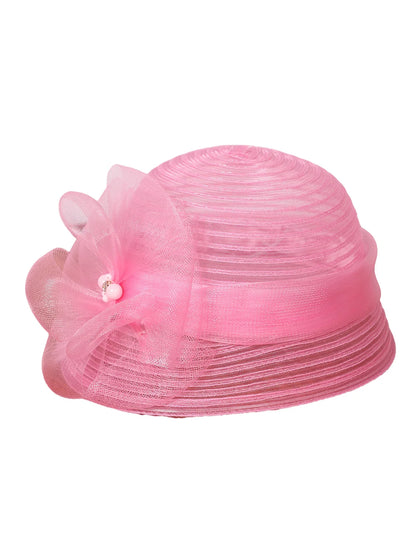 Floral Derby Fascinator Hat & Fedora for Women - Wedding Bridal Church Tea Party Formal Dress Accessories, Floppy Sun Caps