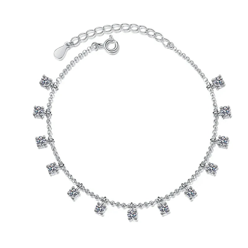 1.3/3.9cttw D Color Moissanite Tassel Bracelet for Women Full Diamond Tennis Bracelet 100% S925 Sterling Silver Chain GRA