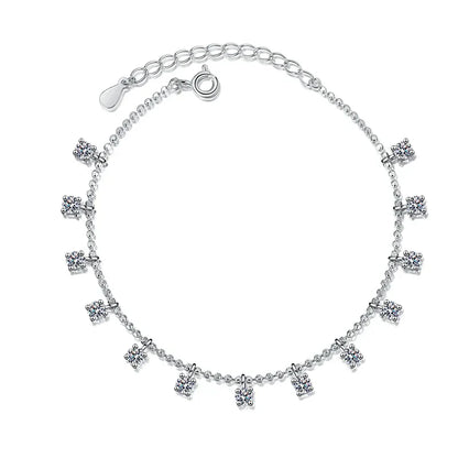 1.3/3.9cttw D Color Moissanite Tassel Bracelet for Women Full Diamond Tennis Bracelet 100% S925 Sterling Silver Chain GRA
