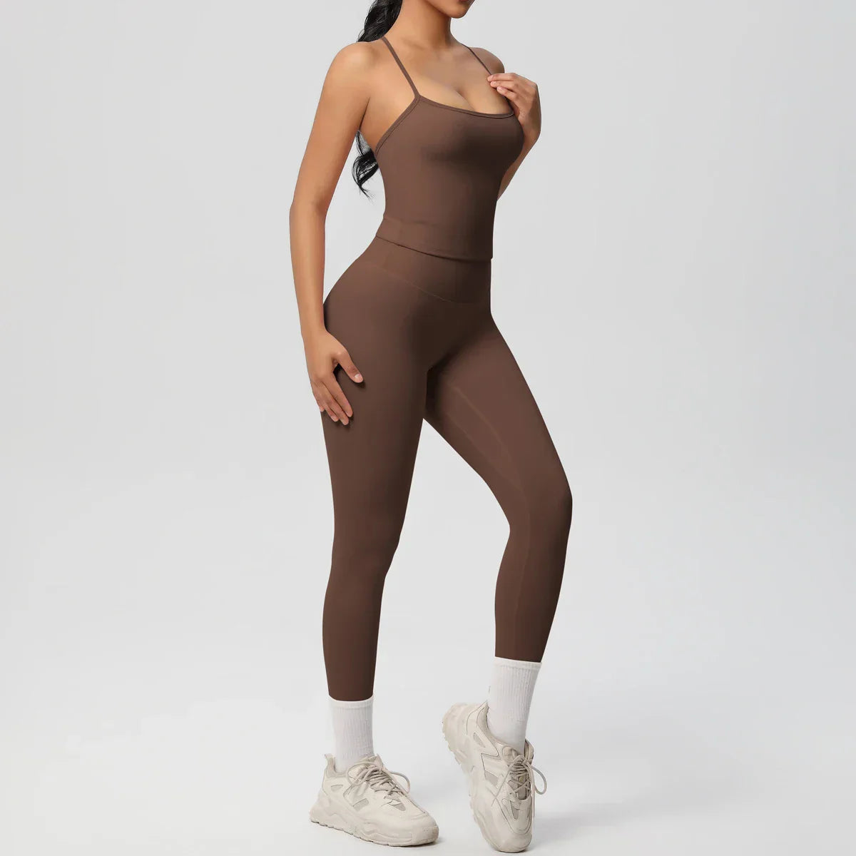 Halter Yoga Top Set Fitness Gym Suit Training Sleeveless Sport Gym Tops Crossover Back Sports Underwear  Tummy Control Slimming