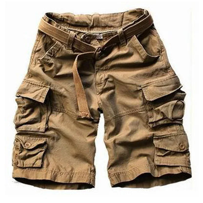 Summer Cargo Shorts Men Many Pocket Camouflage Half Trousers Short Casual Loose Camo Shorts Knee length With Belt Bermuda Male