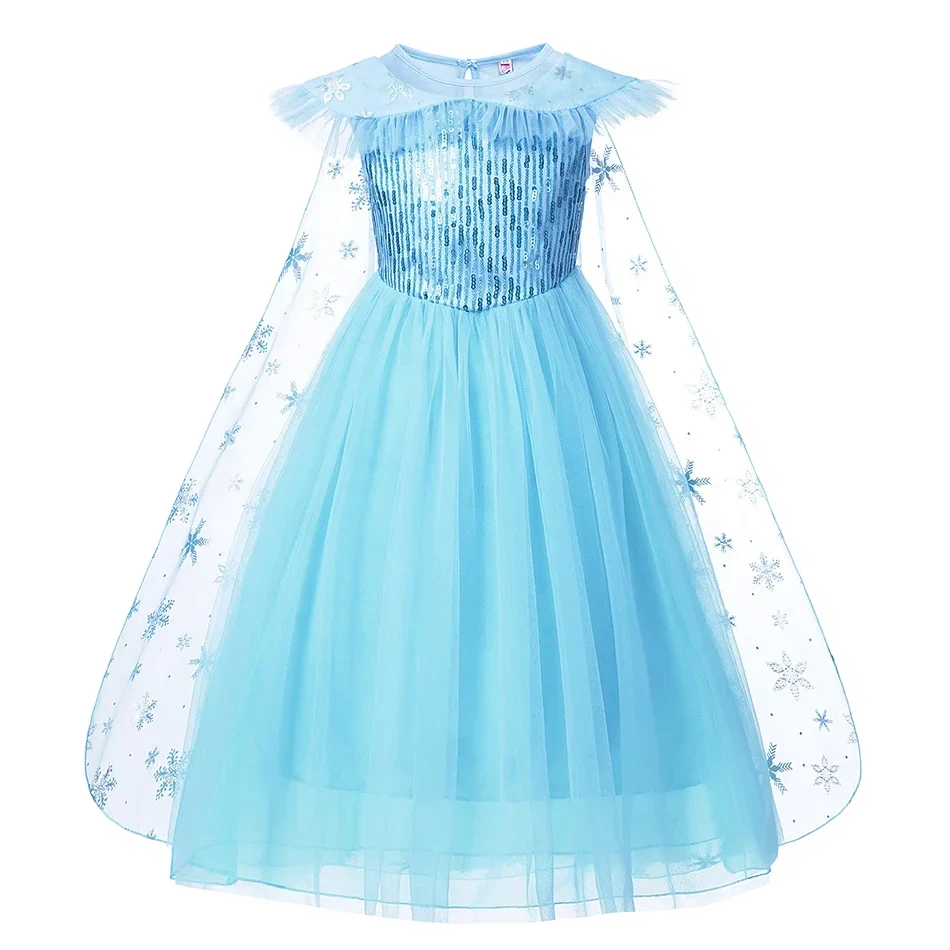 Elsa Anna Snow Queen Dress for Girls Princess Costume Birthday Halloween Christmas Carnival Outfit Kids Cosplay 2-8Y Vestido