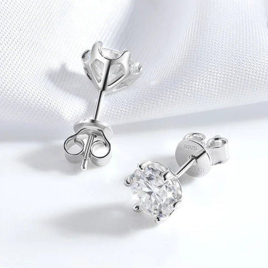 Certified 0.2-2ct D Color Moissanite Stud Earrings for Women White Gold 925 Sterling Silver Brilliant Lab Diamond Earring
