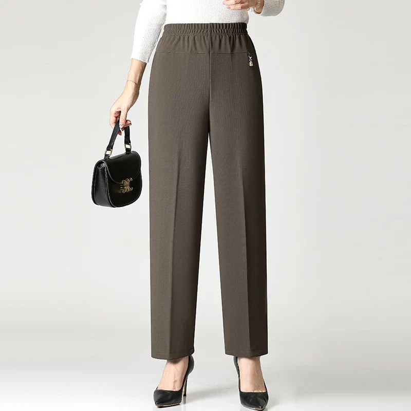 2025 Autumn Fashion Pants Brand Elastic Waist Size Women's Plus Size Thin Pants Casual Office Outdoor Pants