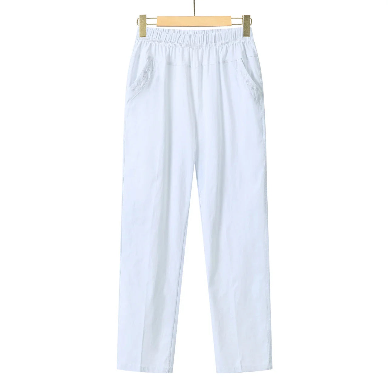 Summer Casual Washed Cotton Women's Plus Size Pants 2025 Elastic Waist Office Casual Outdoor Trousers Breathable Cool Clothing