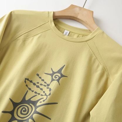 Unisex High-Stretch Breathable Long-Sleeve T-Shirt – Antibacterial, Moisture-Wicking & Quick-Dry with Waffle-Knit Print Outdoor