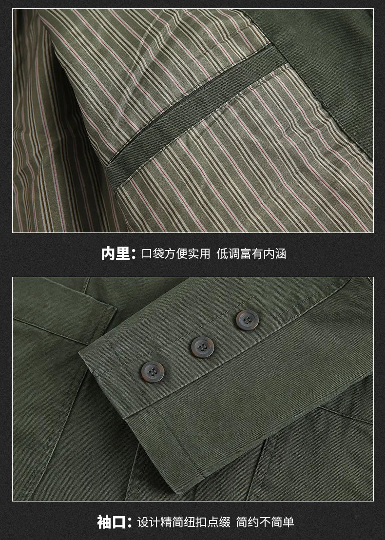Men Blazer Middle-aged Loose Men Fashion Business British Style Casual Suit Three Button Cotton Casual Clothes Single West Coat
