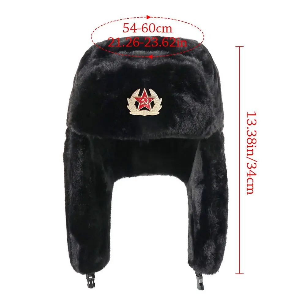 Outdoors Thick Bomber Hat Plush Warm Russian Ushanka Windproof Snow Caps for Women Men