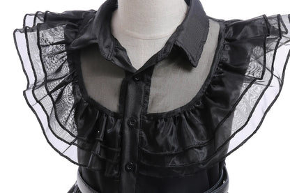 Wednesday Cosplay For Girls Costume Movie Addams Dresses for Girl Kids Mesh Party Dresses Halloween Carnival Costumes 4-12Yrs