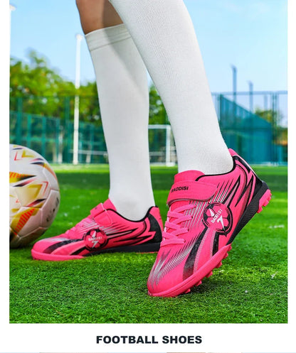 Kids Soccer Cleats Football Shoes AG/TF Studs Non Slip Wear Resistant Breathable Training Sneakers Children Boy Girl Match Boots