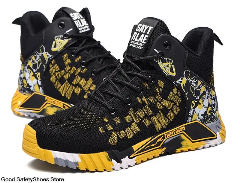 Work Safety Boots Men Work Shoes Steel Toe Safety Shoes Men lightweight Indestructible Boots Anti-puncture Work Sneakers Male